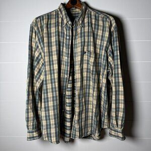 Ralph Lauren Jeans Co Shirt Mens XL Plaid Flannel Tan, Green, Blue